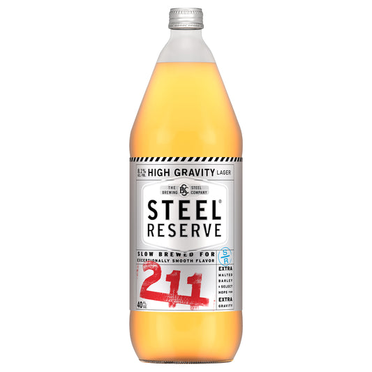 Steel Reserve High Gravity Lager Beer, 40 fl. oz. Bottle, 8.1% ABV
