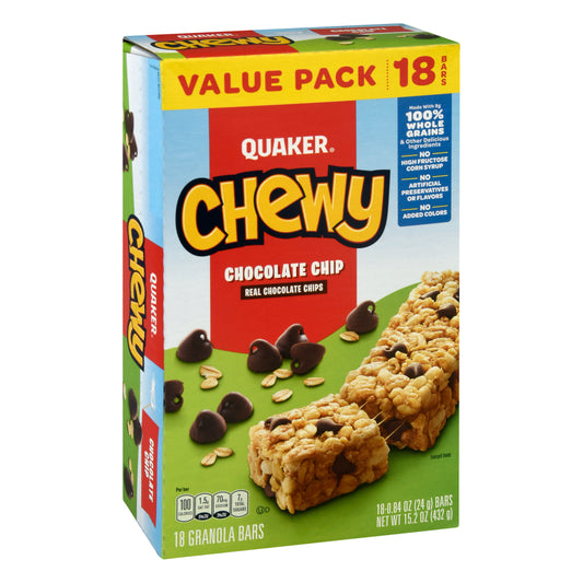 Quaker Value Pack Chewy Chocolate Chip Granola Bars 18 ea