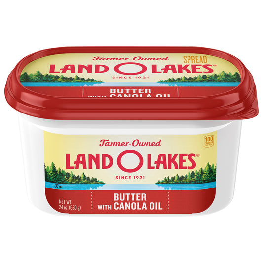 Land O Lakes Butter with Canola Oil, Spreadable, 24 oz tub