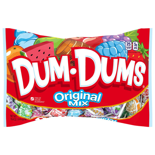 Dum Dums Original Mix Lollipops Candy, 10.4oz Pillow Bag
