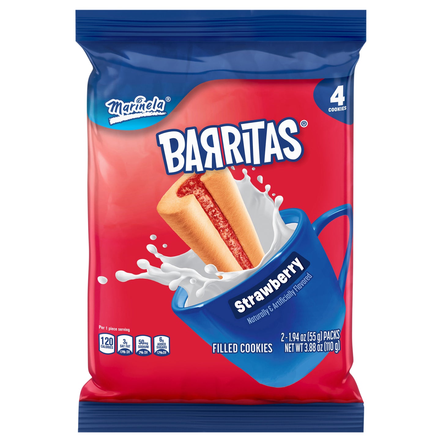 Marinela Barritas Fresa (Twin Pack) Filled Cookies, 2 packs, 3.88 oz