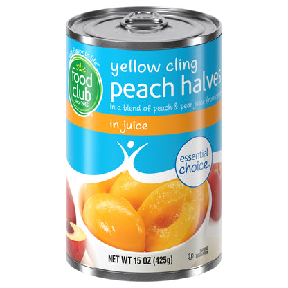 Food Club Essential Choice Yellow Cling Peach Halves in Juice 15 oz