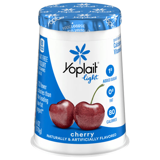 Yoplait Light Cherry Fat Free Yogurt, 6 OZ Yogurt Cup
