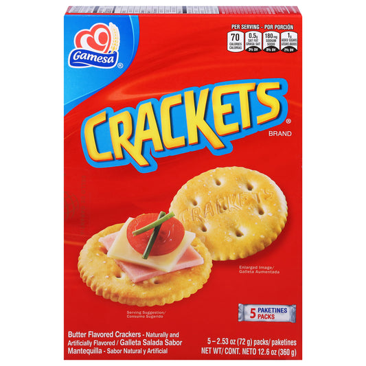 Gamesa Crackets Butter Flavored Crackers 5 - 2.53 oz Packs