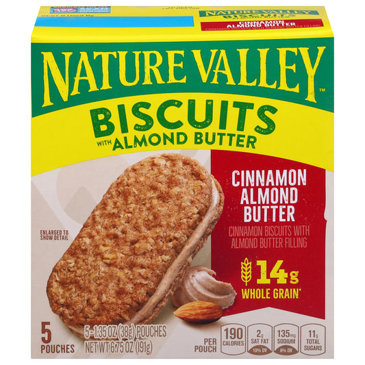 Nature Valley Cinnamon Almond Butter Biscuits 5 - 1.35 oz Pouches