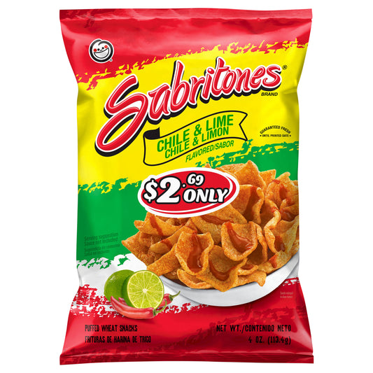 Sabritones Puffed Wheat Snacks Chili & Lime Flavored 4 Oz