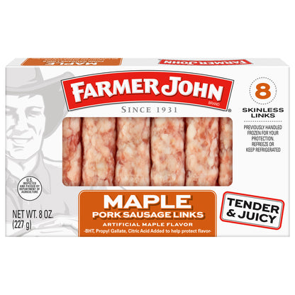 Farmer John Maple Pork Sausage Links 8 ea, JUL Dated