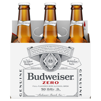 Budweiser® Zero Non-Alcoholic Beer, 6 Pack 12 fl. oz. Bottles