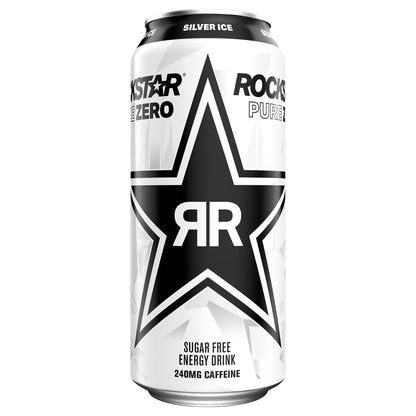 Rockstar Pure Zero Sugar Free Energy Drink Silver Ice Grapefruit 16 Fl Oz Can
