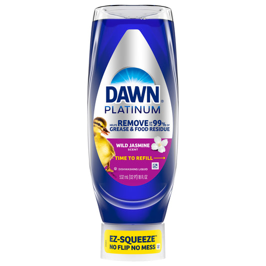 Dawn Platinum EZ-Squeeze Dish Soap, Dishwashing Liquid, Wild Jasmine, 18 Fl Oz