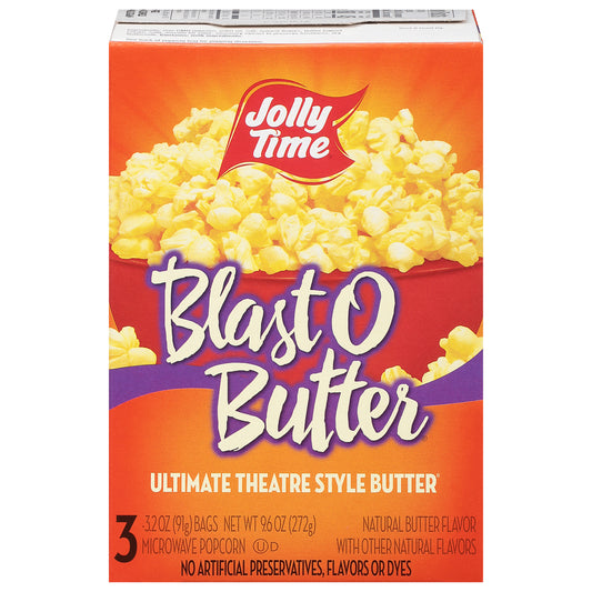 Jolly Time Blast O Butter Ultimate Theatre Style Butter Microwave Popcorn 3 - 3.2 oz Bags
