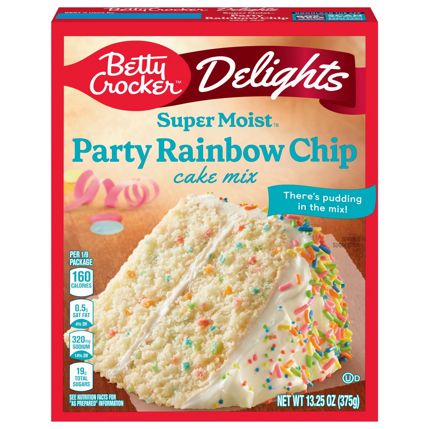 Betty Crocker Delights Super Moist Party Rainbow Chip Cake Mix, 13.25 oz.