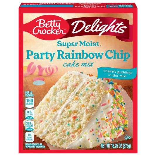 Betty Crocker Delights Super Moist Party Rainbow Chip Cake Mix, 13.25 oz.