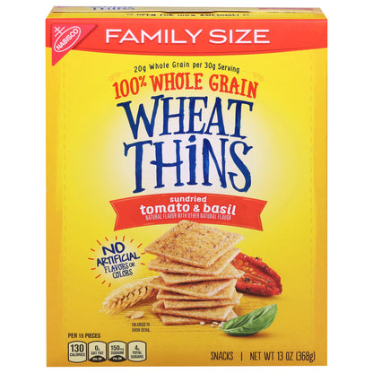 Wheat Thins 100% Whole Grain Sundried Tomato & Basil Family Size Snacks 13 oz