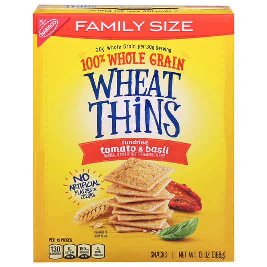 Wheat Thins 100% Whole Grain Sundried Tomato & Basil Family Size Snacks 13 oz