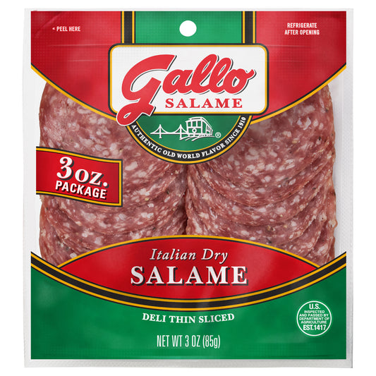 Gallo Salame® Deli Thin Sliced Italian Dry Salami, 3 oz.