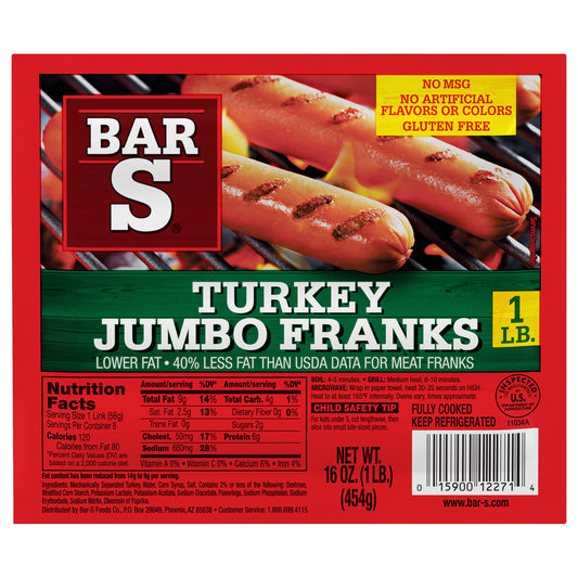 Bar-S® Turkey Jumbo Franks 1 lb. Pack
