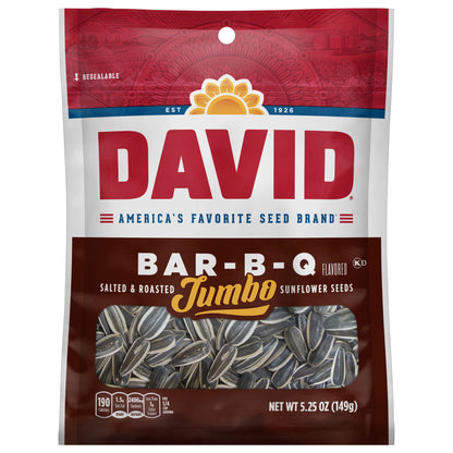 David Jumbo Salted & Roasted Bar-B-Q Flavored Sunflower Seeds 5.25 oz