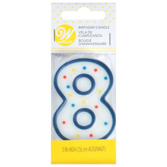 Wilton 8 Birthday Candle 3 Inch 1 ea