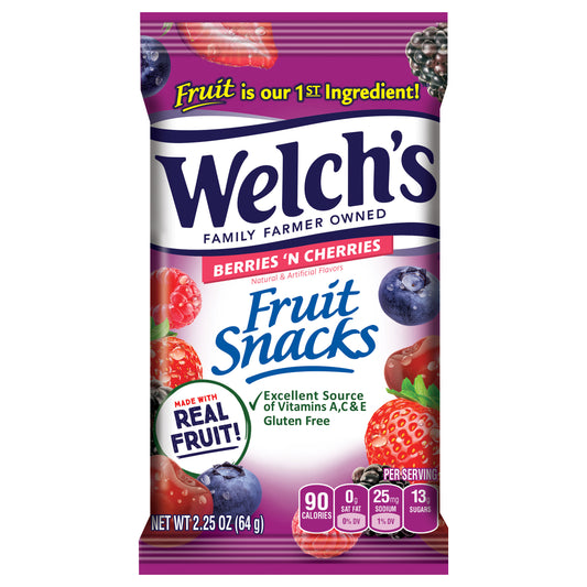 Welch's Berries 'N Cherries Fruit Snacks 2.25oz Peg Bag