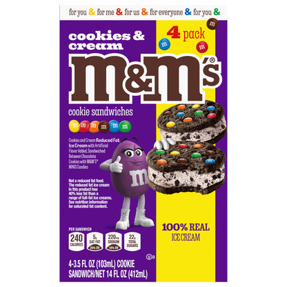 M&M'S Cookies and Cream Ice Cream Cookie Sandwiches 4pk