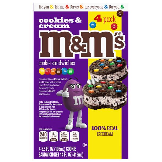 M&M'S Cookies and Cream Ice Cream Cookie Sandwiches 4pk