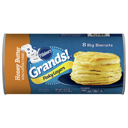 Pillsbury Grands! Flaky Layers, Honey Butter Biscuits, Refrigerated Biscuit Dough, 8 ct., 16.3 oz.